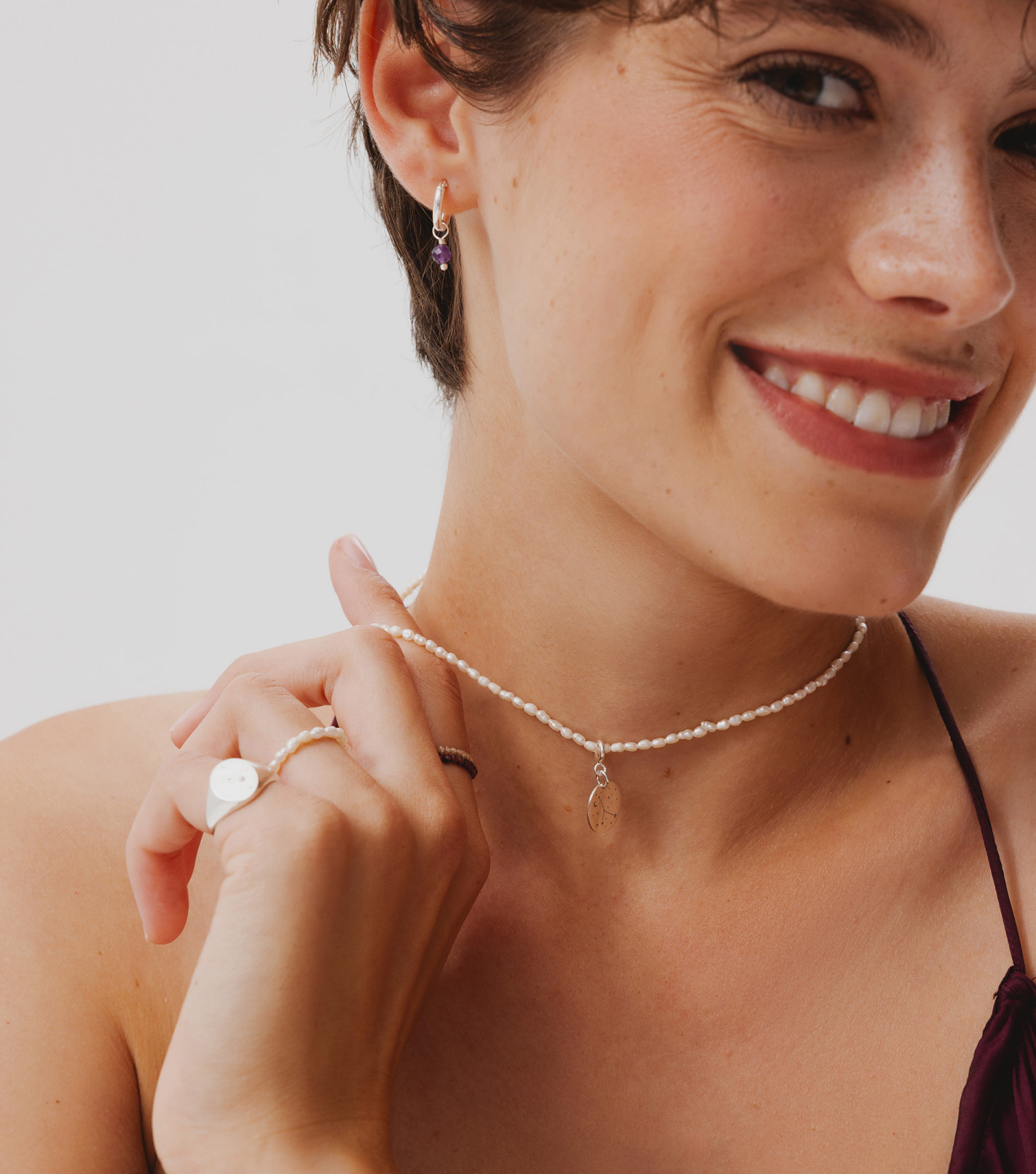 Stardust Gemstone Choker in Silver