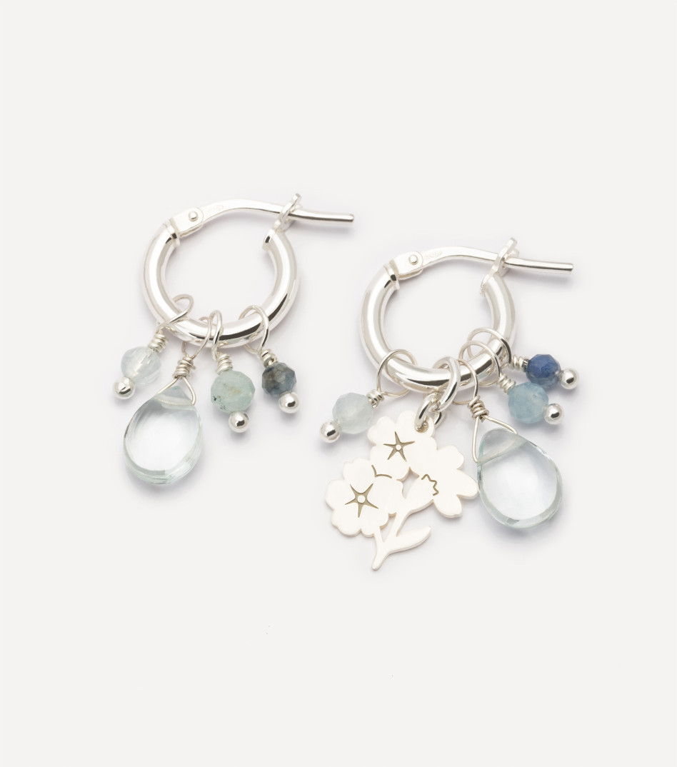Spring Blossom Hoop Earrings in Silver