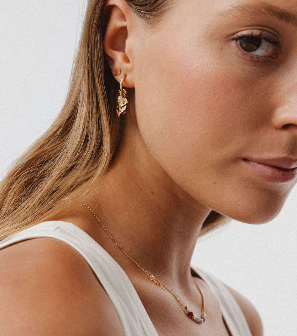 Spring Blossom Hoop Earrings in Gold