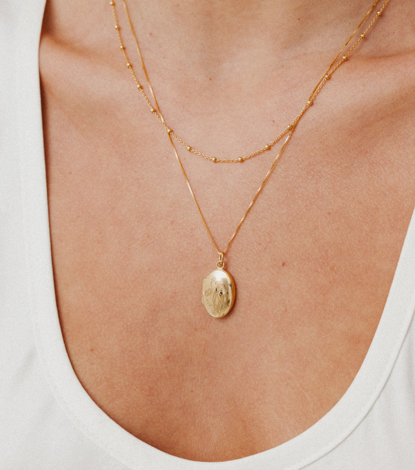 Spring Blossom Locket Necklace in Gold