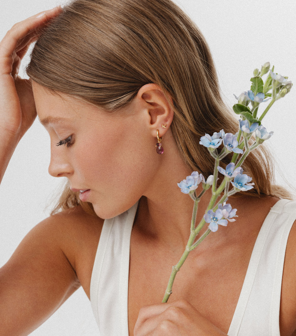 Spring Blossom Hoop Earrings in Gold