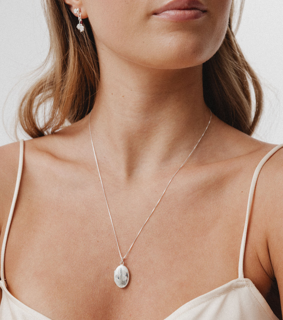 Spring Blossom Locket Necklace in Silver