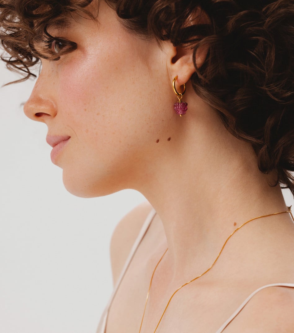 Berry Love Hoop Earrings in Gold